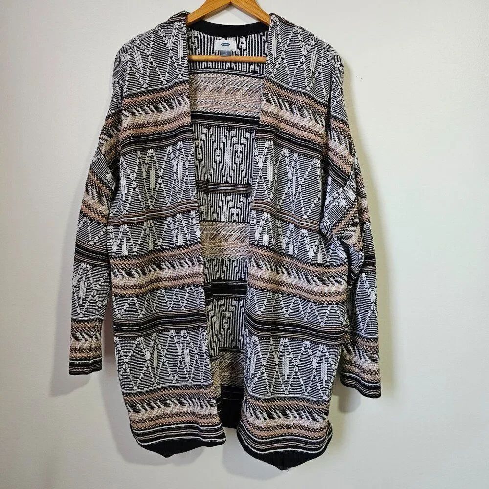 EUC OLD NAVY TRIBAL PATTERN OPEN LONG CARDIGAN BOHO SIZE XL